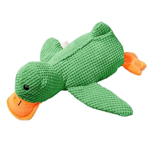 QIXUJAK Anti-Stress-Ente für Hunde – Beruhigende Ente für Hunde – Unzerstörbares Plüschspielzeug, Gelbes Anti-Stress-Plüsch-Entenspielzeug (Ente Groß - Grün) von QIXUJAK