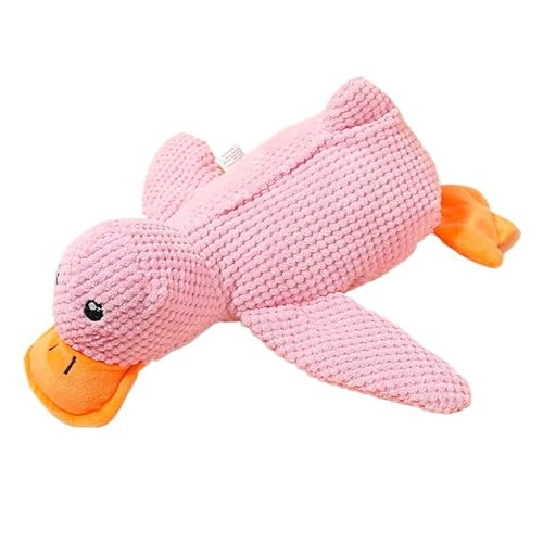 QIXUJAK Anti-Stress-Ente für Hunde – Beruhigende Ente für Hunde – Unzerstörbares Plüschspielzeug, Gelbes Anti-Stress-Plüsch-Entenspielzeug (Ente groß - Rosa) von QIXUJAK