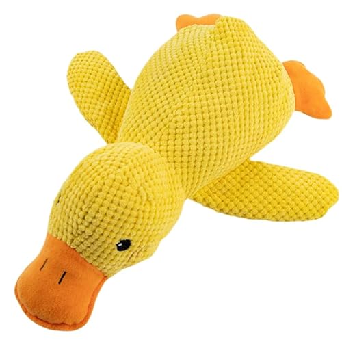 QIXUJAK Anti-Stress-Ente für Hunde – Beruhigende Ente für Hunde – Unzerstörbares Plüschspielzeug, Gelbes Anti-Stress-Plüsch-Entenspielzeug (Kleine Ente) von QIXUJAK