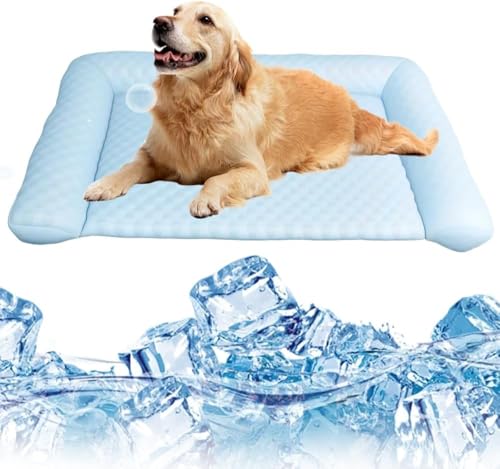 QIXUJAK Hundekühlmatte, Ganzjahres-Universal-Hundekühldecke, Sommerkühlmatte, Hundematte und Hundekühlmatte, Geeignet für Zuhause, Ausflug oder im Auto, Wasserdicht und Faltbar (Blau,L 70 * 45cm) QIXUJAK Hundekühlmatte, Ganzjahres-Universal-Hundekühldecke, Sommerkühlmatte, Hundematte und Hundekühlmatte, Geeignet für Zuhause, Ausflug oder im Auto, Wasserdicht und Faltbar (Blau,L 70 * 45cm) von QIXUJAK