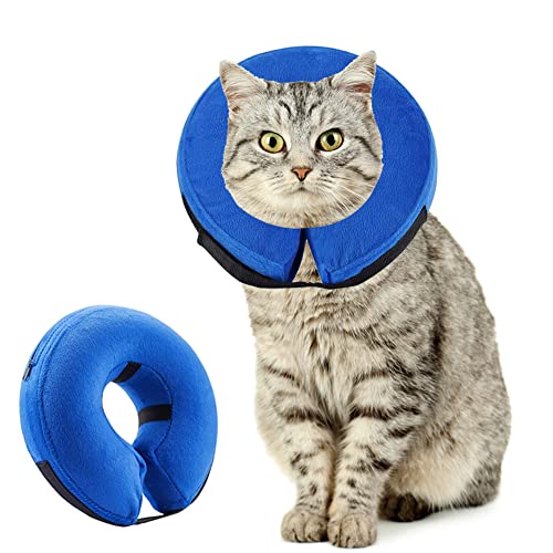 QIYADIN Haustier-Halsband für nach Operationen, aufblasbares Schutzhalsband für kleine, mittelgroße und große Hunde und Katzen, verhindert, dass Haustiere beißen und kratzen (groß) von QIYADIN