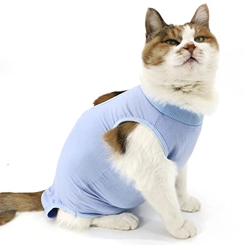 QIYADIN Katzen-Genesungsanzug, Katze chirurgischer Genesungsanzug für Bauchwunde oder Hautkrankheit, Katzen-Spay Recovery Suit, E-Kragen Alternative Pyjama Anzug für Hunde und Katzen von QIYADIN