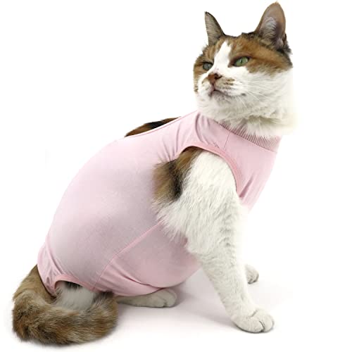 QIYADIN Katzen-Genesungsanzug, Katze chirurgischer Genesungsanzug für Bauchwunde oder Hautkrankheit, Katzen-Spay Recovery Suit, E-Kragen Alternative Pyjama Anzug für Hunde und Katzen von QIYADIN