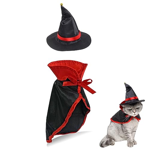 QIYADIN Pet Halloween Cloak Cosplay Vampir Cloak with Hat for Cat and Small Dogs, Pet Halloween Costume Clothes Suit with Cap von QIYADIN