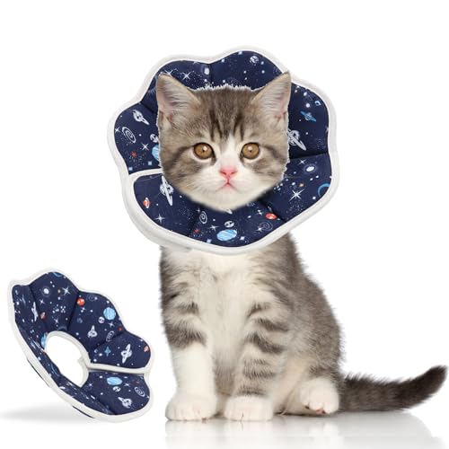 QIYADIN Weicher Katzenkegel, verstellbares Katzen-Genesungshalsband nach Operationen, um das Lecken von Wunden zu verhindern, schützender Katzenhalskegel, bequemes Haustier-Elisabethanisches Halsband von QIYADIN