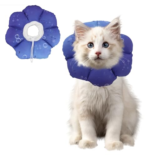QIYADIN Weiches Katzenhalsband, verstellbare Katzen-Genesungskegel, um das Lecken von Wunden zu stoppen, wasserdichtes Haustier-Elisabethanisches Genesungshalsband für Katzen nach Operationen (Blue QIYADIN Weiches Katzenhalsband, verstellbare Katzen-Genesungskegel, um das Lecken von Wunden zu stoppen, wasserdichtes Haustier-Elisabethanisches Genesungshalsband für Katzen nach Operationen (Blue von QIYADIN