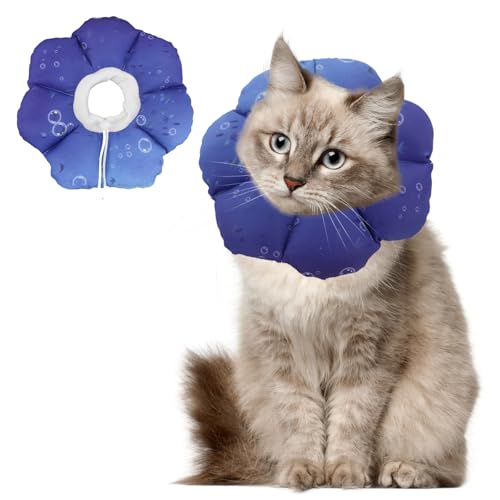 QIYADIN Weiches Katzenhalsband, verstellbare Katzen-Genesungskegel, um das Lecken von Wunden zu stoppen, wasserdichtes Haustier-Elisabethanisches Genesungshalsband für Katzen nach Operationen (Blue QIYADIN Weiches Katzenhalsband, verstellbare Katzen-Genesungskegel, um das Lecken von Wunden zu stoppen, wasserdichtes Haustier-Elisabethanisches Genesungshalsband für Katzen nach Operationen (Blue von QIYADIN
