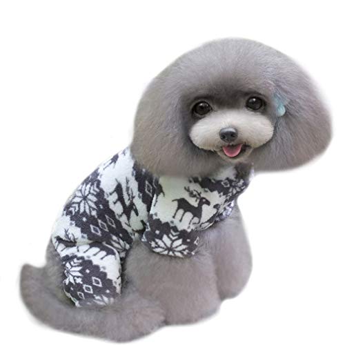 Qiyun. Z, warmer Hunde-Wintermantel mit Kapuze, Farbe: schwarz/weiß mit Weihnachtsmotiv (Schneeflocken, Rentiere) von QIYUN.Z