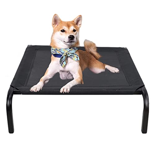 QIooQsaQ Erhöhtes Hundebett, erhöhtes Hundebett, atmungsaktives Netz-Hundebett für kleine und mittelgroße (Farbe: Schwarz, Größe: 102 x 69 x 21 cm) (Schwarz (L x B x H) von QIooQsaQ