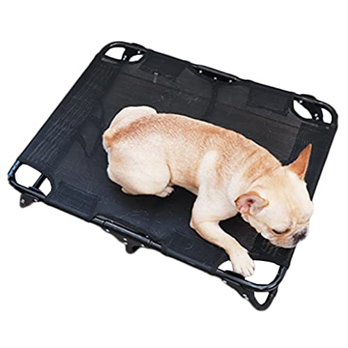 QIooQsaQ Erhöhtes Hundebett, erhöhtes Hundebett mit waschbarem, faltbarem Hundebett, atmungsaktives Netzgewebe, langlebig, erhöhtes Bett (Farbe: Schwarz, Größe: 71 x 58 x 16 cm) von QIooQsaQ