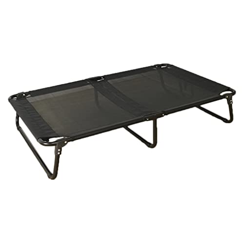 QIooQsaQ Erhöhtes Hundebett, tragbares, erhöhtes Haustierbett, atmungsaktives Netzgewebe, faltbares Hundebett für drinnen und draußen (Farbe: Schwarz, Größe: 120 x 80 x 22 cm) von QIooQsaQ