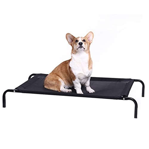 QIooQsaQ Erhöhtes Hundebett mit waschbarem, erhöhtem Hundebett, atmungsaktives Haustierbett, Hundebett mit Metallbeinen (Farbe: Schwarz, Größe: 58 x 47 cm) (L x B x H) von QIooQsaQ