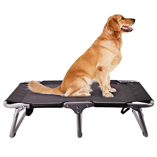 QIooQsaQ Faltbares erhöhtes Hundebett, erhöhtes Hundebett, atmungsaktives Netz-Hundebett für kleine und mittelgroße (Farbe: Schwarz, Größe: 120 x 80 x 22 cm) von QIooQsaQ