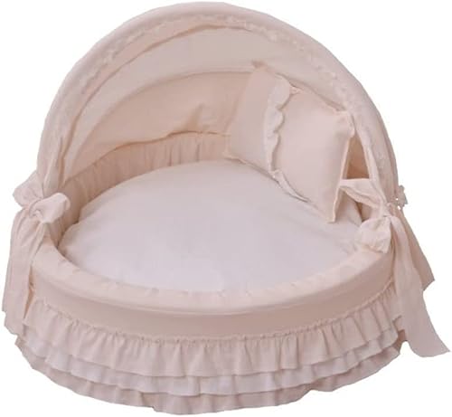 QIooQsaQ Katzenprinzessin-Bett, halbgeschlossen, universell für alle Jahreszeiten, Haustierwiege, abnehmbar und waschbar, Zwinger, Katzenstreu, Hundebett (X) von QIooQsaQ