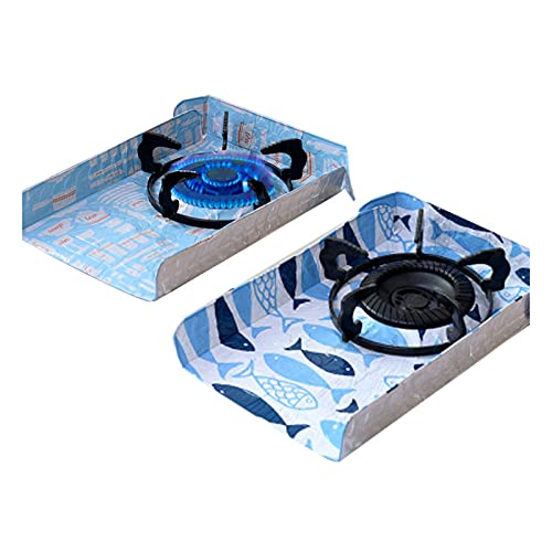 QIooQsaQ Spritzschutz, 2 Stück, Anti-Spritzschutz, Ölspritzschutz zum Kochen, Fettspritzschutz, Aluminiumfolie, Spritzschutz (Farbe: Silber) (Blau) von QIooQsaQ