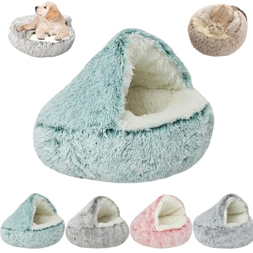 QJDTZMD Cozy Cocoon Pet Bed for Dogs Cats, Winter Pet Plush Bed, Cozy Sponge Non-Slip Bottom for Small Medium Dogs Cats Sleeping (15.7 x 15.7 inches,Green) von QJDTZMD