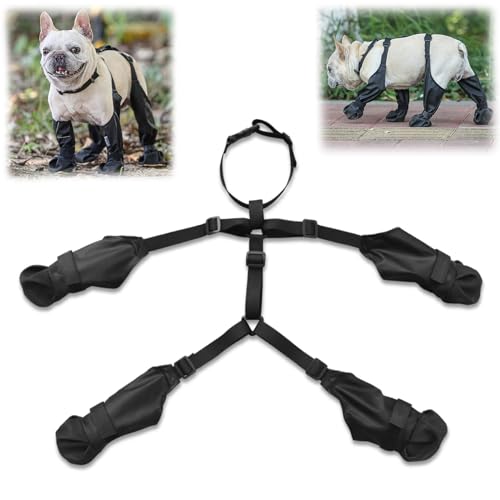 Suspender Boots for Dogs, Dog Boots with Suspenders, Easy to Wear Dog Snow Boot Legging, Dog Paw Boot Waterproof Dog Boots Anti-Slip Dog Shoes, Dog Snow Boots for Small and Medium Dogs (S) von QJDTZMD