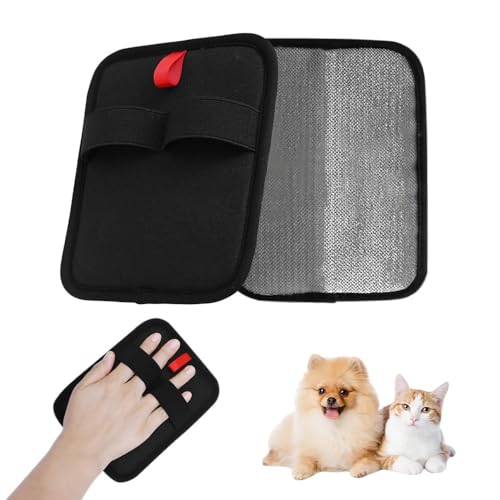 QKEPCY Fellmagnet Handschuh Pet Hair Remover Glove Statische Haarentfernungshandschuhe Wiederverwendbare Fellpflegehandschuhe für Haustiere (Schwar1) von QKEPCY