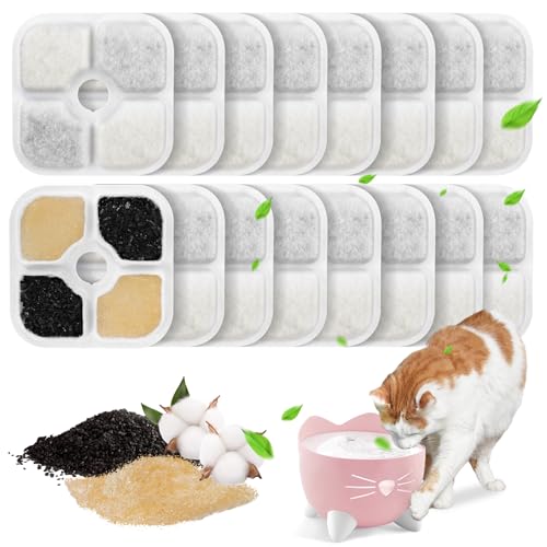 16 Stück Katzenbrunnen Filter für 2,5L Trinkbrunnen für Katze Ersatzfilter, Katzen Trinkbrunnen Katzenbrunnenfilter mit Harz Aktivkohle Dreischicht Filtrationssystem 16 Stück Katzenbrunnen Filter für 2,5L Trinkbrunnen für Katze Ersatzfilter, Katzen Trinkbrunnen Katzenbrunnenfilter mit Harz Aktivkohle Dreischicht Filtrationssystem von Ewbob