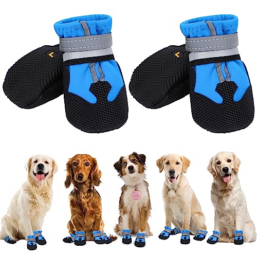 QKURT 4 Stück Hundeschuhe, Hundestiefel Pfotenschutz, wasserdichte Hundeschuhe mit Reflektierenden Riemen, Verstellbare, Waschbare, Pfotenschützer für Kleine, Mittlere und Große Hundee QKURT 4 Stück Hundeschuhe, Hundestiefel Pfotenschutz, wasserdichte Hundeschuhe mit Reflektierenden Riemen, Verstellbare, Waschbare, Pfotenschützer für Kleine, Mittlere und Große Hundee von QKURT