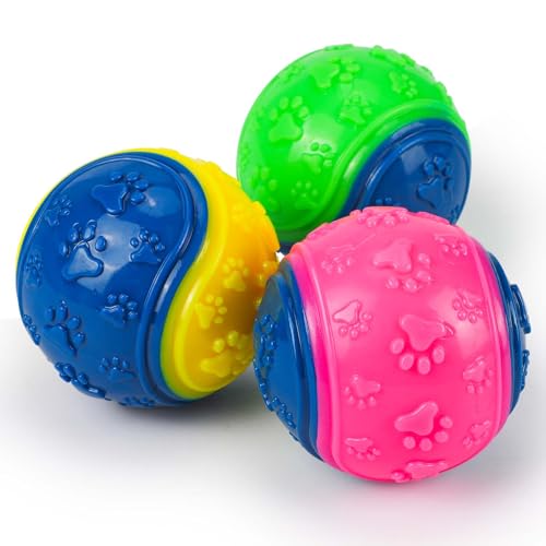 QKURT 3 Stück Quietschende Hundebälle,hundespielzeug unzerstörbar, Gummi Hohe Dehnbar Hundebälle, Zähne Training Hund Ball Spielzeug, Hund Interaktive Hund Ball Kauspielzeug für mittelgroße Hunde QKURT 3 Stück Quietschende Hundebälle,hundespielzeug unzerstörbar, Gummi Hohe Dehnbar Hundebälle, Zähne Training Hund Ball Spielzeug, Hund Interaktive Hund Ball Kauspielzeug für mittelgroße Hunde von QKURT