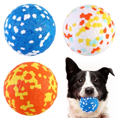 QKURT 3 Stück Spielball für Hunde,Hundeball Hundespielzeug Ball,Hundespielzeug Unzerstörbar Gummi Hohe Dehnbar Hundebälle,Wasserspielzeug Hund,Zähne Training Hund Ball,Hund Interaktive Kauspielzeug von QKURT