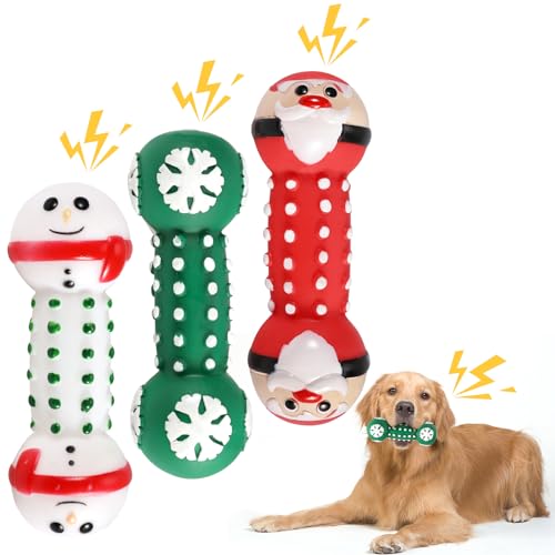 QKURT 3 Stück Weihnachten Squeaky Hundespielzeug,Weihnachten Hund kauen Spielzeug Welpe Zähne Reinigung Kauspielzeug,Haustier Interaktives Latex Hundespielzeug für Welpen,Kleine und mittlere Hunde QKURT 3 Stück Weihnachten Squeaky Hundespielzeug,Weihnachten Hund kauen Spielzeug Welpe Zähne Reinigung Kauspielzeug,Haustier Interaktives Latex Hundespielzeug für Welpen,Kleine und mittlere Hunde von QKURT