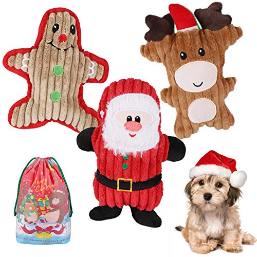 QKURT 3PCS Weihnachten Hund Spielzeuge, Hund Plüsch Quietschspielzeug Hundespielzeug Kau Spielzeug Plüsch Welpenspielzeug Interaktives Spielzeug Kauen Spielzeug Perfekt für kleine mittelgroße Hunde QKURT 3PCS Weihnachten Hund Spielzeuge, Hund Plüsch Quietschspielzeug Hundespielzeug Kau Spielzeug Plüsch Welpenspielzeug Interaktives Spielzeug Kauen Spielzeug Perfekt für kleine mittelgroße Hunde von QKURT