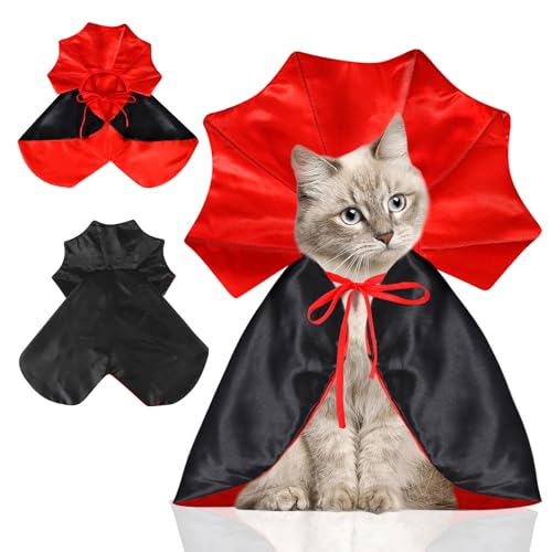 QKURT Halloween Katzen Vampir Kostüm, Halloween Hund Katze Kostüm Umhang, Haustiere Katzenumhang Hundeumhang für Halloween Party, Halloween Haustier Cosplay Vampir Umhang für Katzen und Hunde(Rot,L) QKURT Halloween Katzen Vampir Kostüm, Halloween Hund Katze Kostüm Umhang, Haustiere Katzenumhang Hundeumhang für Halloween Party, Halloween Haustier Cosplay Vampir Umhang für Katzen und Hunde(Rot,L) von QKURT