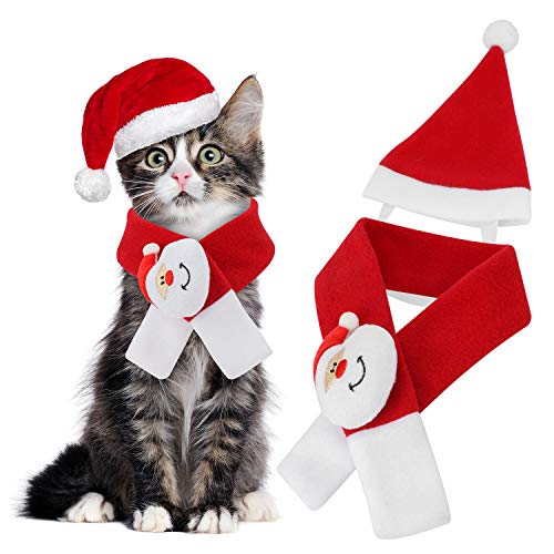 QKURT Pet Xmas Costumes Bekleidung, Weihnachten Santa Hat Schal für Katzen/Hunde Cosplay Dress up, Haustiere Weihnachten Thanksgiving Day New Year Party Kostüm | Fashion Wärme von QKURT
