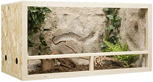 Terarium aus OSB Platten und Glas mit Seitenbelüftung ideal für Amphibien Reptilien oder Wirbellose 100x50x50 cm von QLS Handels