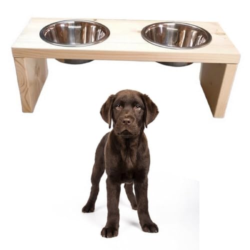 Futterstation Doppelnapf Pet Diner Holz Ständer Hundenapf Katzennapf Hundebar Futterbar handgefertigt hell 50 x 19,5 x 17,5 cm 0,9 L Futterstation Doppelnapf Pet Diner Holz Ständer Hundenapf Katzennapf Hundebar Futterbar handgefertigt hell 50 x 19,5 x 17,5 cm 0,9 L von QLS