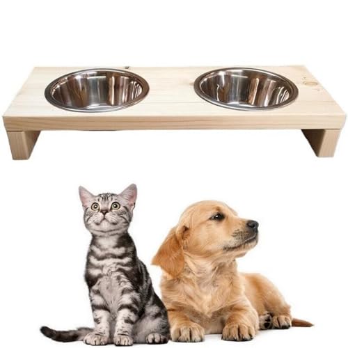 Futterstation Doppelnapf Pet Diner Holz Ständer Hundenapf Katzennapf Hundebar Futterbar handgefertigt hell 50 x 19,5 x 7,5 cm 0,9 L Futterstation Doppelnapf Pet Diner Holz Ständer Hundenapf Katzennapf Hundebar Futterbar handgefertigt hell 50 x 19,5 x 7,5 cm 0,9 L von QLS