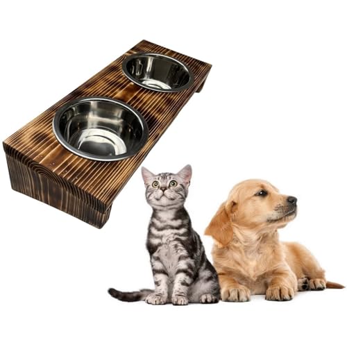 Futterstation schräger Doppelnapf Pet Diner Geflammt Holz Ständer Hundenapf Katzennapf Hundebar Futterbar 7-12 cm 2x0,9 L Futterstation schräger Doppelnapf Pet Diner Geflammt Holz Ständer Hundenapf Katzennapf Hundebar Futterbar 7-12 cm 2x0,9 L von QLS