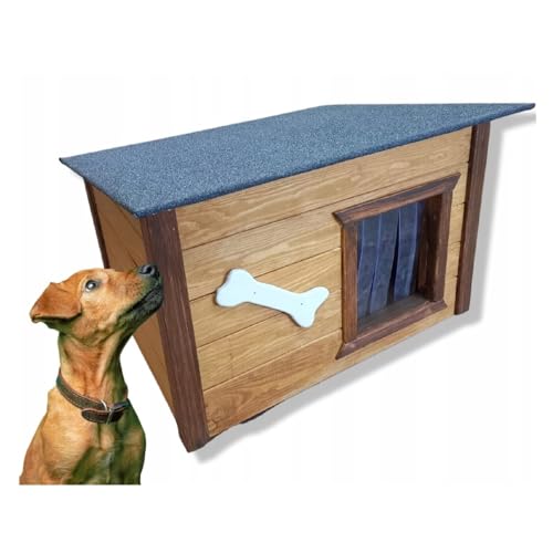 Hundehaus Hundehütte Hundehöhle Outdoor für draußen Winterfest isoliert aus Holz 67 x 52 cm von QLS