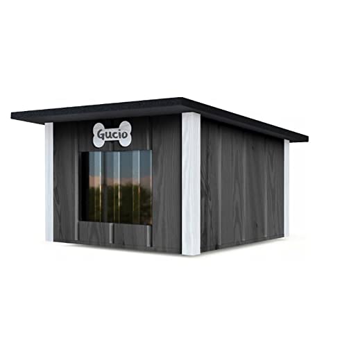 Hundehütte Outdoor Isoliert Höhle Winterfest Holz Katzenhaus 57 x 48 cm Größe M (Farbe 2) von QLS