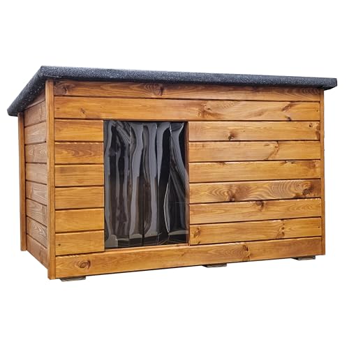 Hundehütte Wetterfest Hundehaus Hundehöhle Winterfest Isoliert Holz 113 x 76 cm von QLS