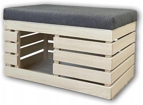 Katzenhaus mit Sitzfläche aus Holz Box mit Samt Material Sitzbank Katzenhütte Katzenhöhle handgefertigt Verschiedene Größen (80 x 40 x 50 cm #E10136) von QLS