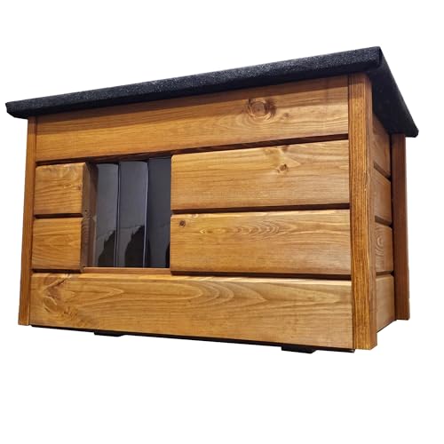 Katzenhütte hölzernes Katzenhaus Katzenhöhle isoliert Outdoor draußen 57 x 44 x 36 cm Katzenhütte hölzernes Katzenhaus Katzenhöhle isoliert Outdoor draußen 57 x 44 x 36 cm von QLS