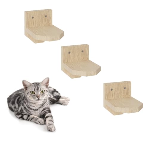 Katzenregal Kletterwand Wandmontage Katzenmöbel Katzenstufen Katzenbett 3 Stufen (10799) von QLS