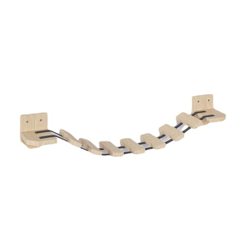 Hängebrücke für Katzen mit Regalen Kletterwand Katzenmöbel Wandmontage 7 Stufen Holz Kiefer 85 cm (Katzenbrücke (2 Regale + Leiter mit 7 Sprossen)) von QLS