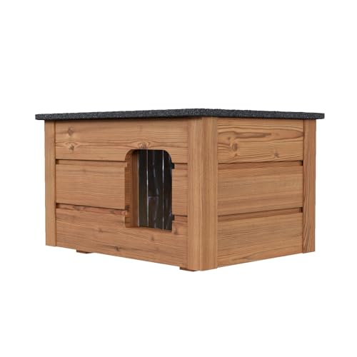 QLS Hunde- Katzenhaus aus Holz 53x39 cm Isoliert Winterfest Montiert Outdoor von QLS