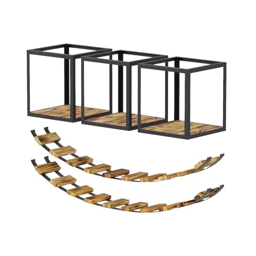 QLS Katzen Kletterwand Set mit 2 Brücken und 3 Liegen aus Holz und Stahl Deckenmontage im industriellen Stil XXL QLS Katzen Kletterwand Set mit 2 Brücken und 3 Liegen aus Holz und Stahl Deckenmontage im industriellen Stil XXL von QLS