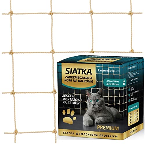 QLS Katzennetz Draht Balkon Katzenschutznetz Montagesatz Transparent Robust Bissfest Balkonnetz Premium 6x3 m von QLS