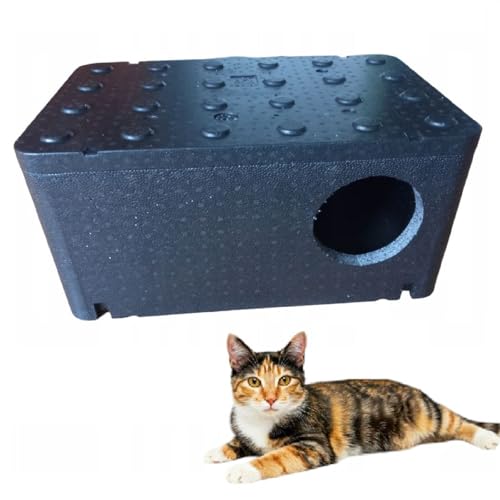 QLS Wetterfestes Katzenhaus aus Styropor – 60x40 cm isoliertes Schutzhäuschen Schwarz QLS Wetterfestes Katzenhaus aus Styropor – 60x40 cm isoliertes Schutzhäuschen Schwarz von QLS
