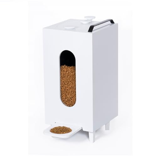 Trockenfutterspender 20L für Katzen Hunde Futterspender Futterautomat mit Schale Tiere 60 x 30 x 30 cm (Weiß #E10208) von QLS