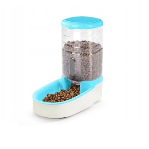 Trockenfutterspender für Katzen Hunde Futterspender Futterautomat Futterstation aus Kunststoff Plastik 3,8L Grau von QLS