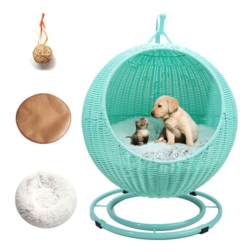 QLXYYFC Abnehmbares, Tragbares Haustierbett für Drinnen und Draußen, Katzenschaukelbett mit Abnehmbarem Kissen und Hängendem Ball, für Den Innen- und Außenbereich, Einfache Montage (Color : Verde, S von QLXYYFC