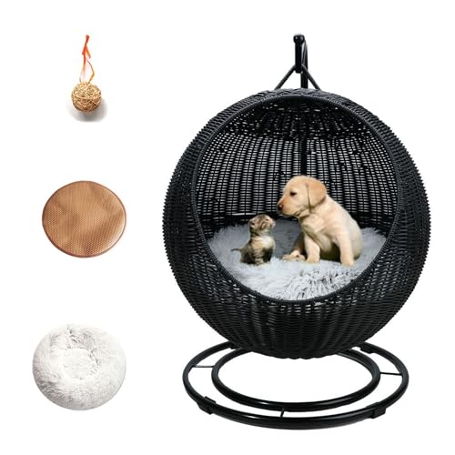 QLXYYFC Abnehmbares, Tragbares Haustierbett für Drinnen und Draußen, Katzenschaukelbett mit Abnehmbarem Kissen und Hängendem Ball, für Den Innen- und Außenbereich, Einfache Montage (Color : Noir, SI von QLXYYFC