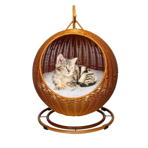 QLXYYFC Cat Supplies Katzenschaukelbett, Katzensitzstange, Atmungsaktiv, Einfache Montage mit Abnehmbarem Kissen und Hängendem Ball, für Katzen und Kleine Hunde Im Innenbereich (Color : Brown, Size von QLXYYFC